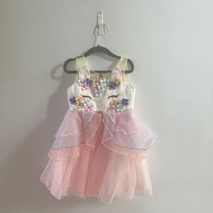 Floral Unicorn Kids Costume Dress - Pink and Cream